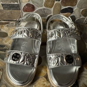 Karl Lagerfield Silver Sandals 7.5